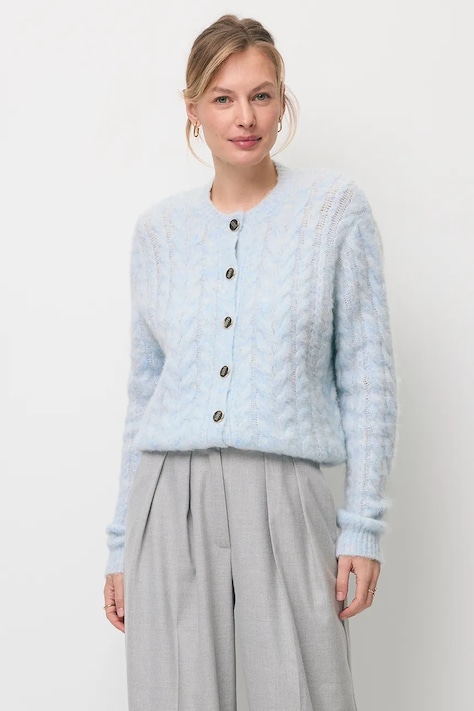 Bizuu kardigan z dodatkiem wełny EZELLA damski kolor niebieski EZELLA BŁĘKITNY