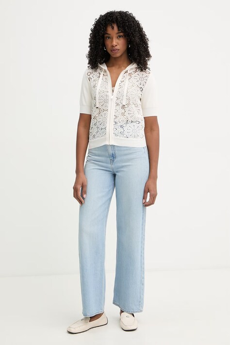 Morgan sweter rozpinany damski beżowy MJIVI