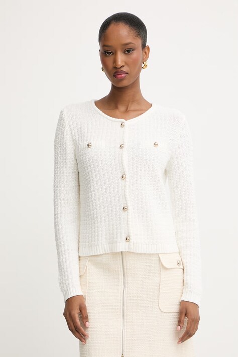Morgan kardigan damski bawełniany biały MBOSS