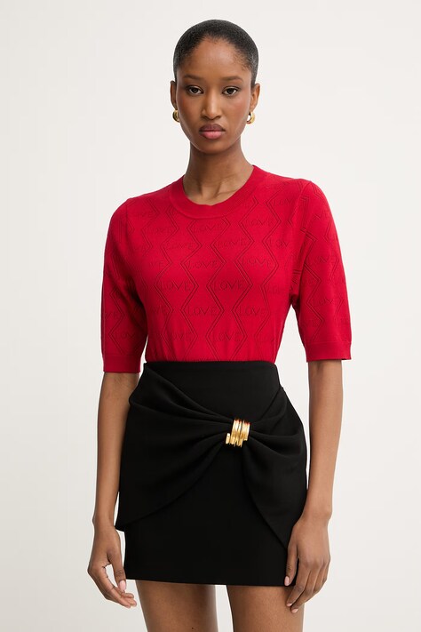 Morgan top swetrowy damski z wiskozą czerwony MIKA