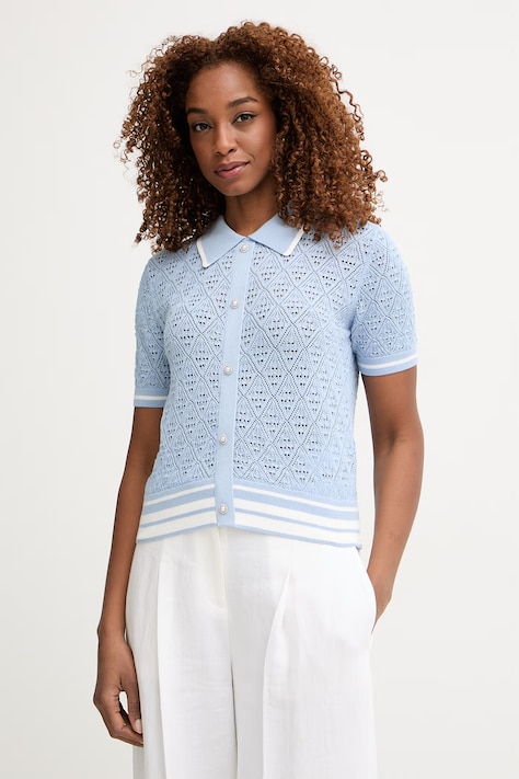 Morgan sweter damski bawełniany niebieski MRAYNA