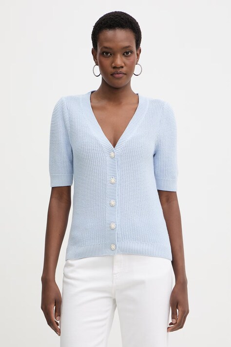Morgan kardigan damski bawełniany niebieski MYRTILE