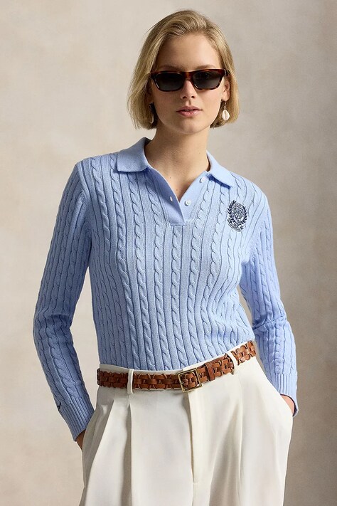 Polo Ralph Lauren sweter damski bawełniany niebieski 211B15810