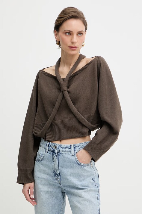 Haveone damskie z bawełną brązowe MFP-Q034