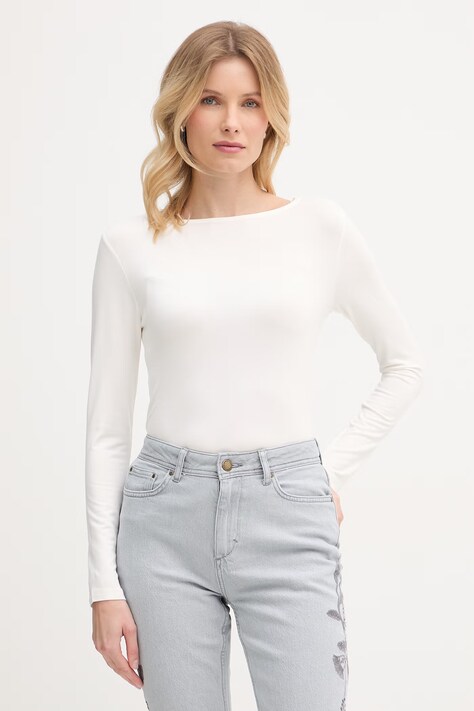 United Colors of Benetton longsleeve damski z wiskozy beżowy 3Z12D10C2