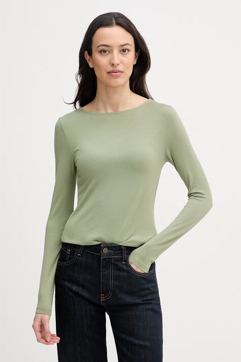 United Colors of Benetton longsleeve damski z wiskozy zielony 3Z12D10C2