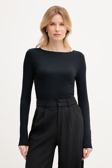 United Colors of Benetton longsleeve damski z wiskozy czarny 3Z12D10C2