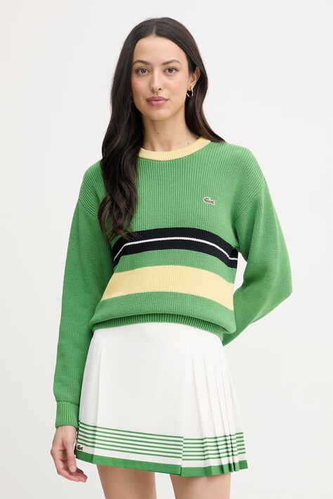 Lacoste sweter damski z dodatkiem wełny zielony AF1815