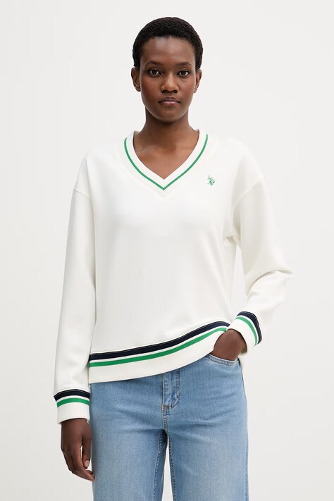 U.S. Polo Assn. bluza damska z wiskozą V Neck beżowa WUP2282