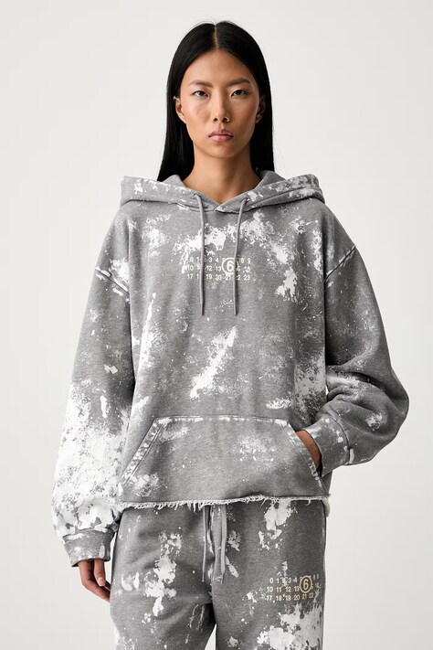 MM6 Maison Margiela bluza z kapturem damska bawełniana szara S62GU0146.S25337