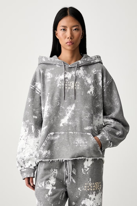 MM6 Maison Margiela bluza z kapturem damska bawełniana szara S62GU0146.S25337