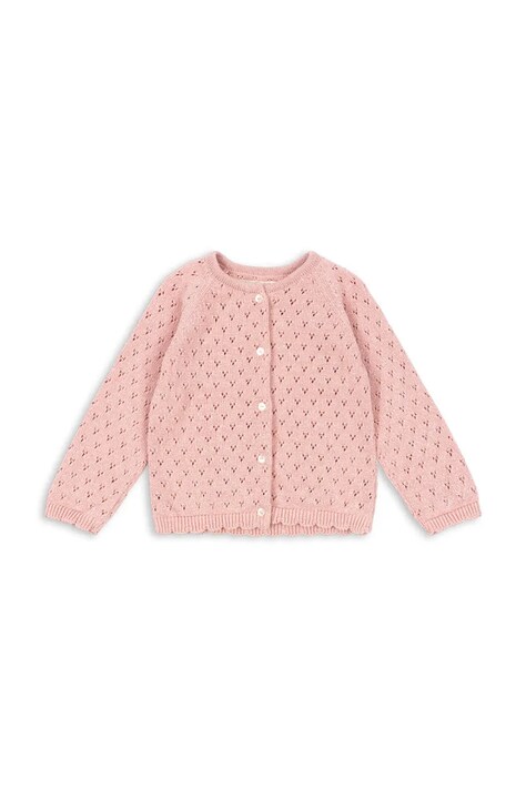 Konges Sløjd cardigan din bumbac pentru copii HANNAH CARDIGAN culoarea roz, light, KS104311
