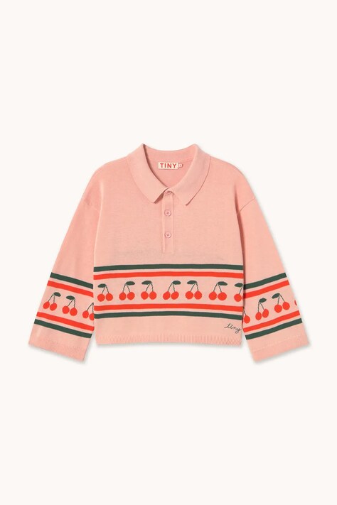 Дитячий бавовняний светр Tinycottons CHERRIES SWEATER — SS26-SWG019, рожевий — фото 2