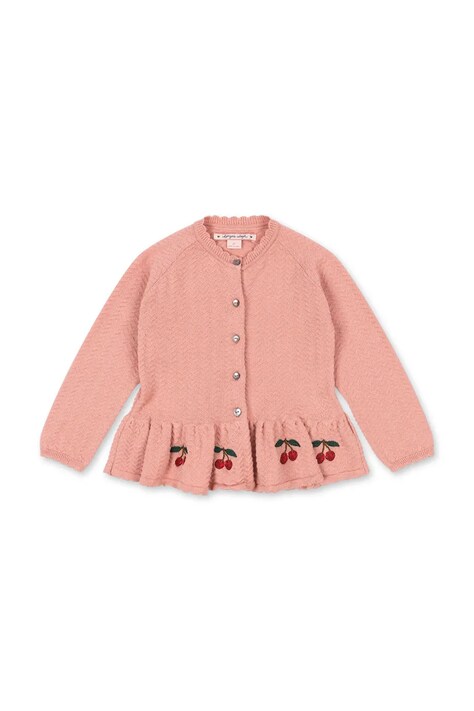 Konges Sløjd kardigan bawełniany dziecięcy CYPRES CARDIGAN GOTS kolor różowy lekki KS104755