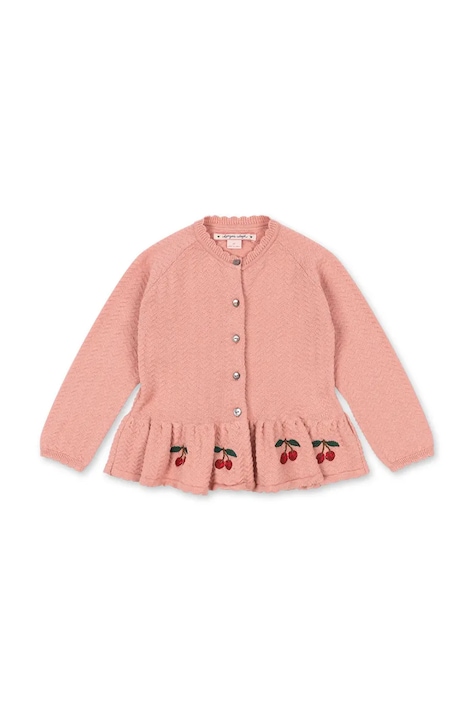 Konges Sløjd kardigan bawełniany dziecięcy CYPRES CARDIGAN GOTS kolor różowy lekki KS104755