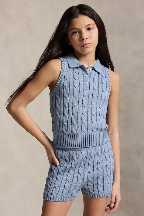 Παιδικό βαμβακερό γιλέκο Polo Ralph Lauren χρώμα: μπλε, 313A11248002