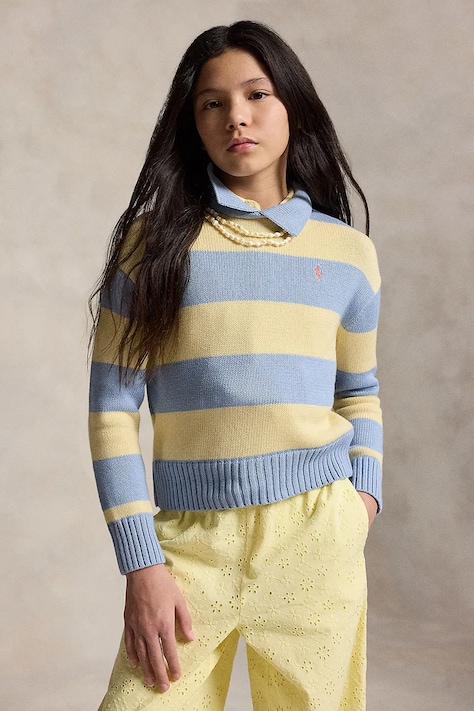 Dětský bavlněný svetr Polo Ralph Lauren modrá barva, 313A11257001