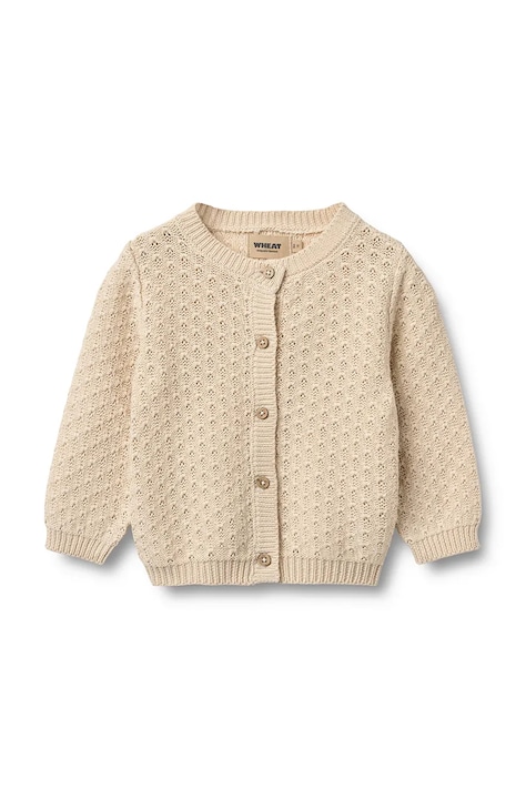 Wheat kardigan bawełniany niemowlęcy kolor beżowy 4534-560-GOTS