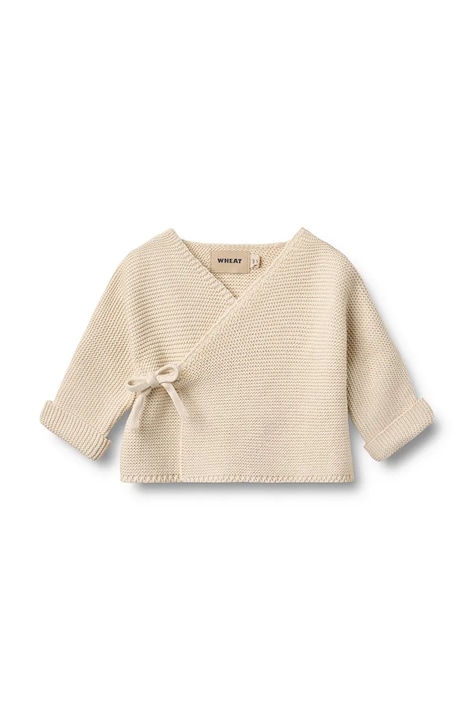 Wheat kardigan bawełniany niemowlęcy kolor beżowy 6585-560-GOTS