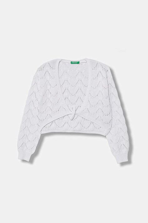 United Colors of Benetton kardigan dziecięcy ażurowy biały 13KNC601Z