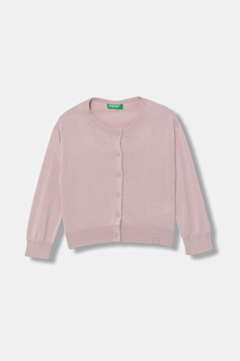 United Colors of Benetton kardigan dziecięcy z bawełną różowy 19DKG500S