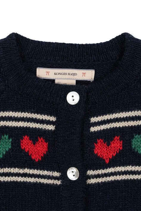 Дитячий кардиган з додаванням вовни Konges Sløjd BELOU KNIT CARDIGAN — SS26-SWK001, темно-синій — фото 4