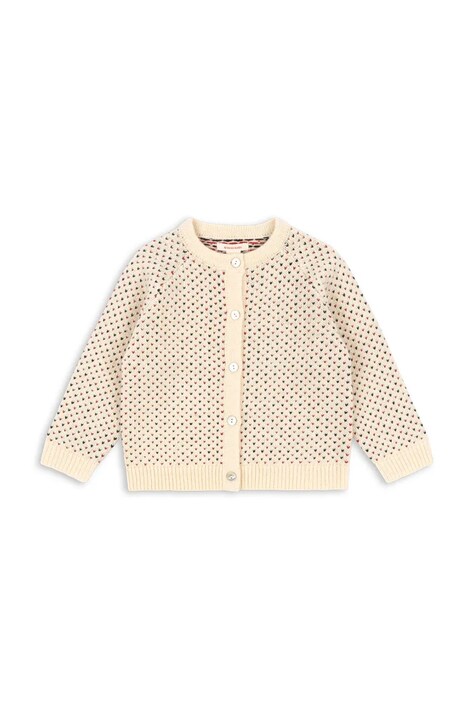 Konges Sløjd kardigan z dodatkiem wełny dziecięcy BILLI KNIT CARDIGAN kolor beżowy KS104233
