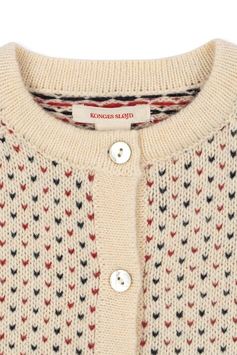 Дитячий кардиган з додаванням вовни Konges Sløjd BILLI KNIT CARDIGAN — SS26-SWK002, бежевий — фото 3