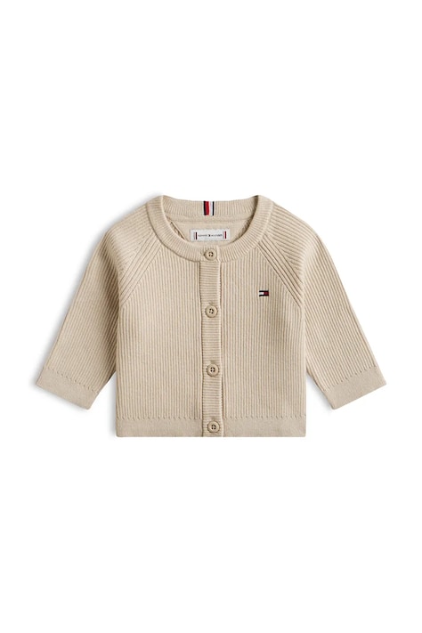 Детский хлопковый кардиган Tommy Hilfiger цвет бежевый лёгкий KN0KN01846