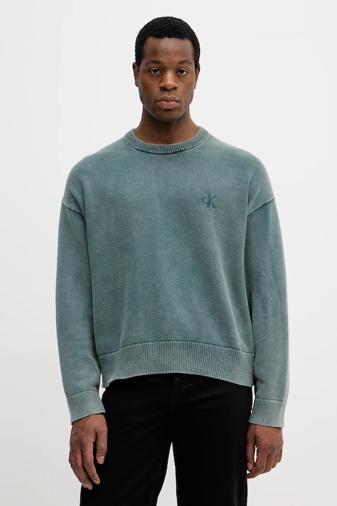 Calvin Klein Jeans sweter bawełniany męski kolor zielony LV04RE300G