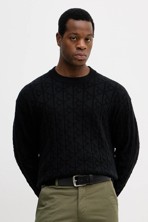 Calvin Klein Jeans sweter bawełniany męski kolor czarny lekki LV04RE301G