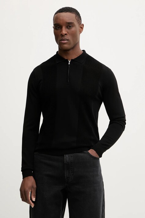 Karl Lagerfeld sweter męski kolor czarny lekki 561302.655011