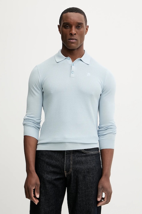 Karl Lagerfeld sweter bawełniany męski kolor niebieski lekki 561398.655007