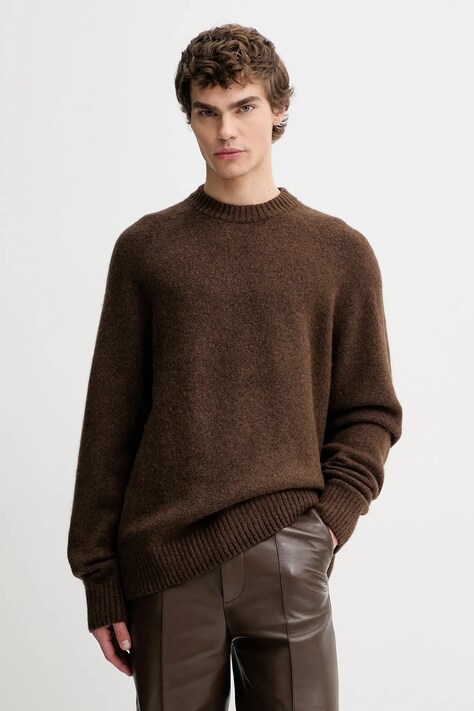 Les Deux sweter z dodatkiem wełny męski kolor brązowy 1001697