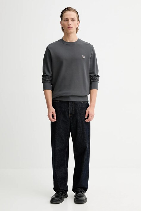 PS Paul Smith bluza bawełniana męska kolor szary gładka M2R-027RZ-V21116