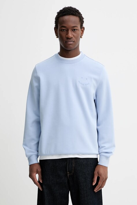 PS Paul Smith bluza z domieszką wełny męska kolor niebieski gładka M2R-211ZE-V22567