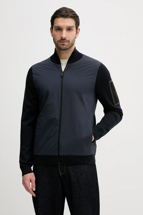 BOSS Green cardigan din amestec de lână KN_Momentum-X HY culoarea bleumarin, 50556153