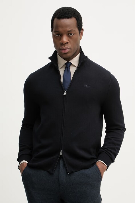 BOSS kardigan bawełniany Upalano-L męski kolor granatowy 50556345
