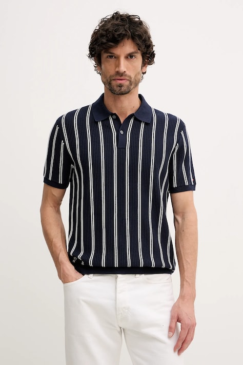 Βαμβακερό μπλουζάκι πόλο Tommy Hilfiger ανδρικό, χρώμα: ναυτικό μπλε, MW0MW41949