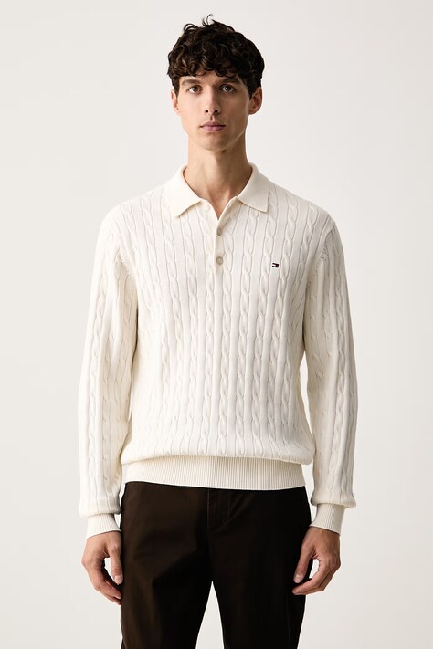 Tommy Hilfiger sveter pánsky bavlnený béžový MW0MW41955
