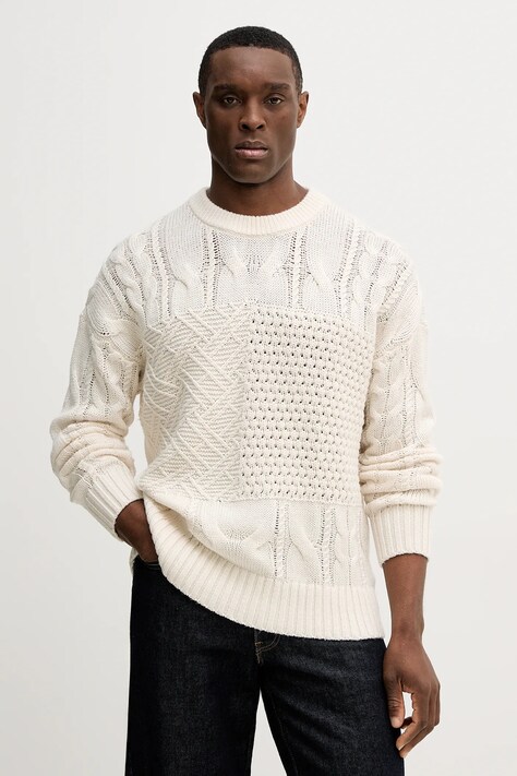 Tommy Hilfiger sweter z dodatkiem wełny męski kolor beżowy MW0MW42584