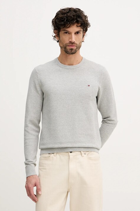 Tommy Hilfiger sweter bawełniany męski kolor szary lekki MW0MW41643