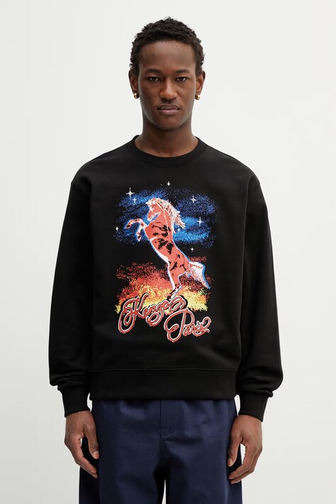 Kenzo bluza bawełniana męska kolor czarny z nadrukiem FG55SW2004MF