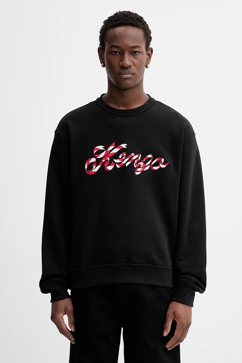 Kenzo bluza bawełniana męska kolor czarny z aplikacją FG55SW2024MJ