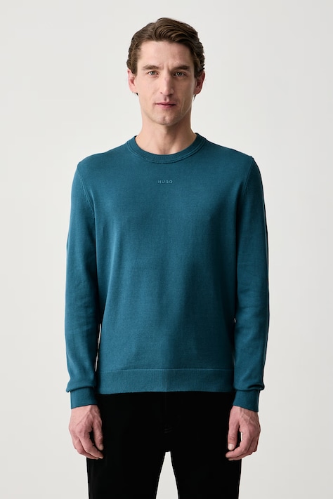 HUGO Maglione da uomo in cotone San Cassius-C2 turchese 50553588