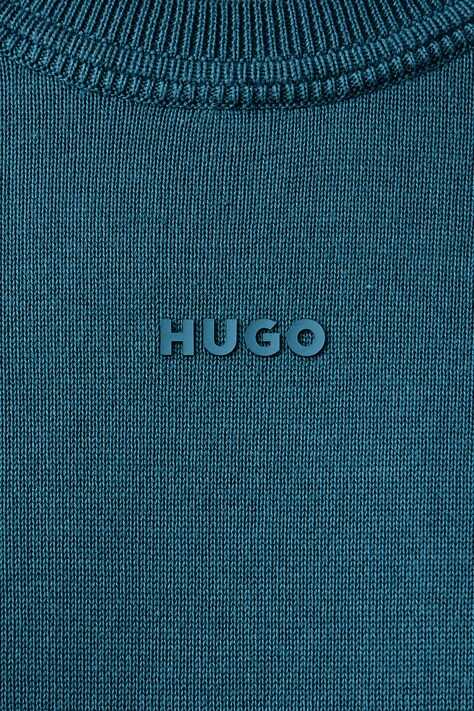 HUGO Sweter męski bawełniany San Cassius-C2 turkusowy 50553588