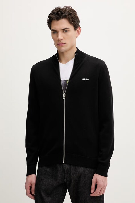 HUGO kardigan bawełniany San Jacomo-C męski kolor czarny 50553606