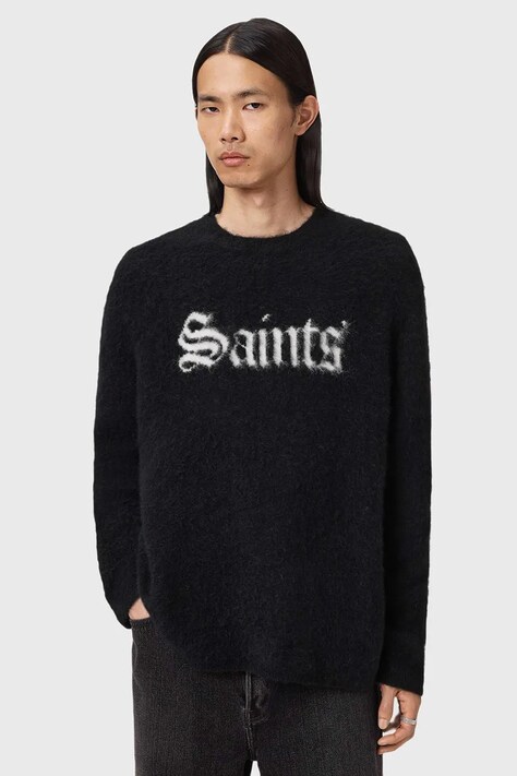 AllSaints sweter z dodatkiem wełny męski kolor czarny M053KD