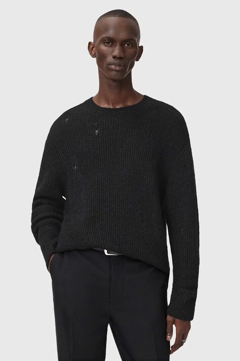AllSaints sweter z dodatkiem wełny męski kolor czarny M028KD