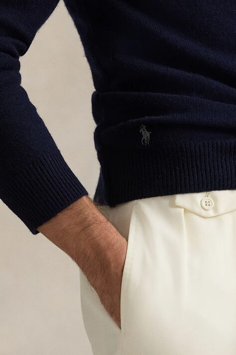 Polo Ralph Lauren sweter z dodatkiem wełny męski kolor granatowy z golferm 710955907